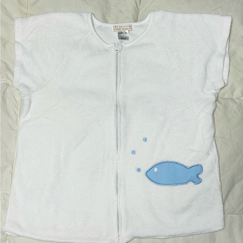 The Beaufort Bonnet Company White and Blue Kids Swim Coverup